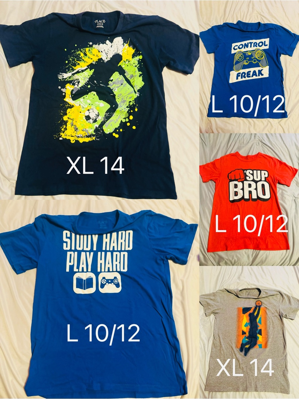 The Children's Place Navy Soccer Splash Graphic Tee - (5pieces L-XL)